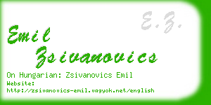 emil zsivanovics business card